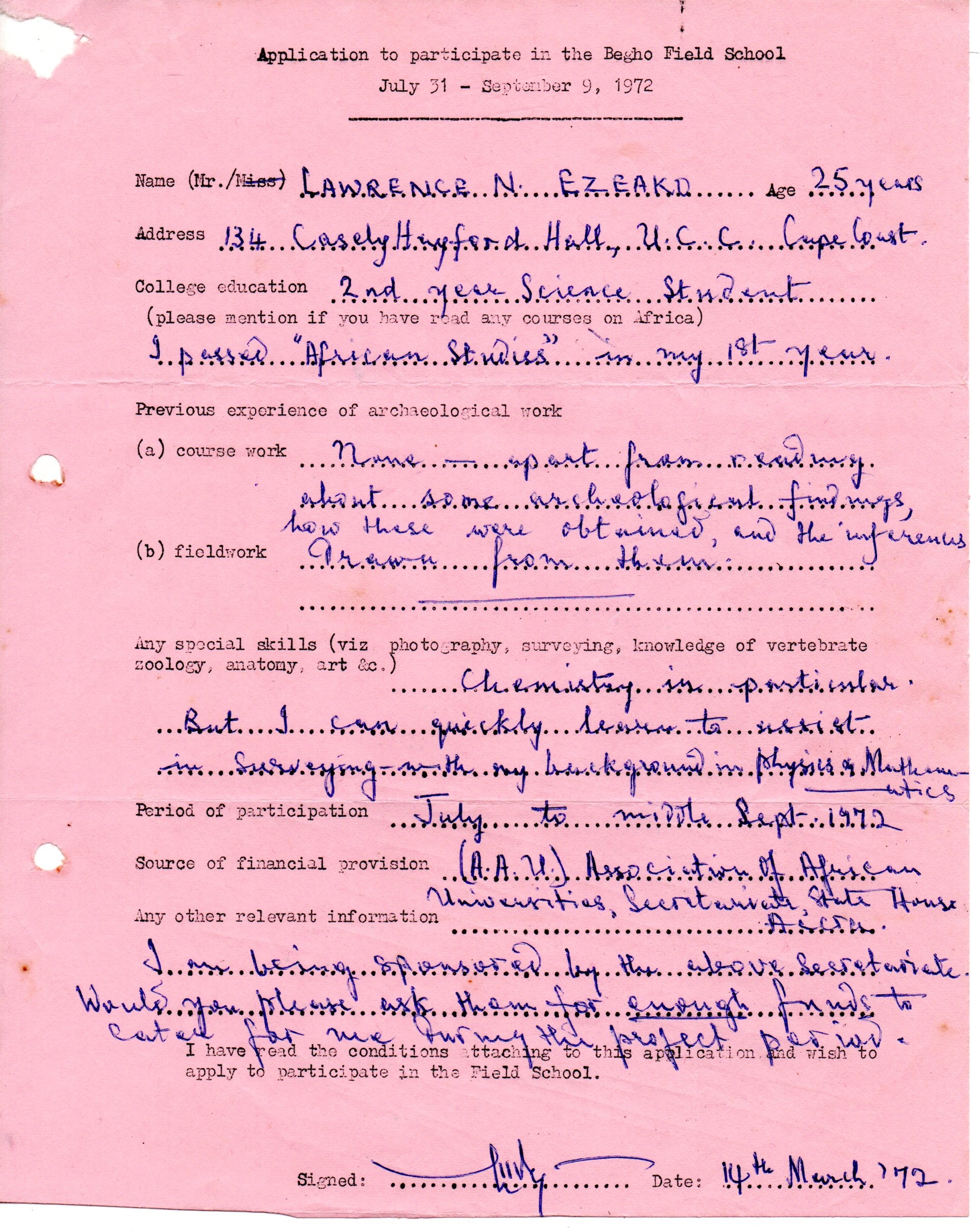 Letter of Correspondence