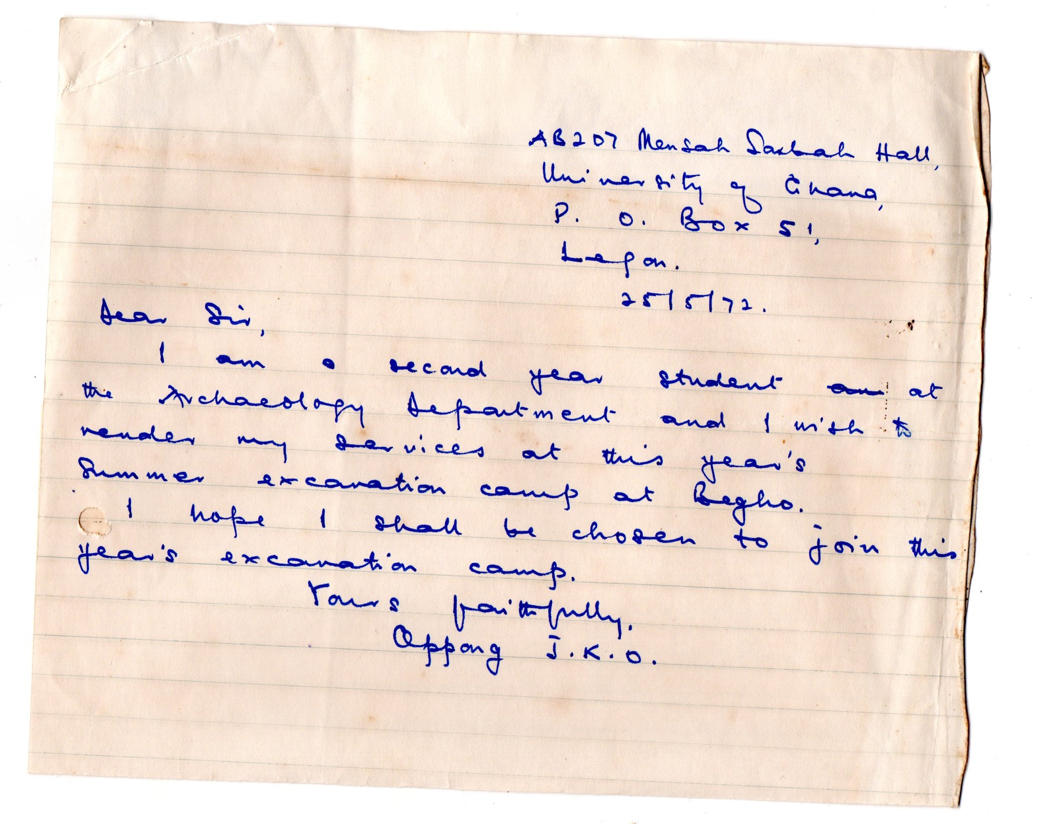 Letter of Correspondence