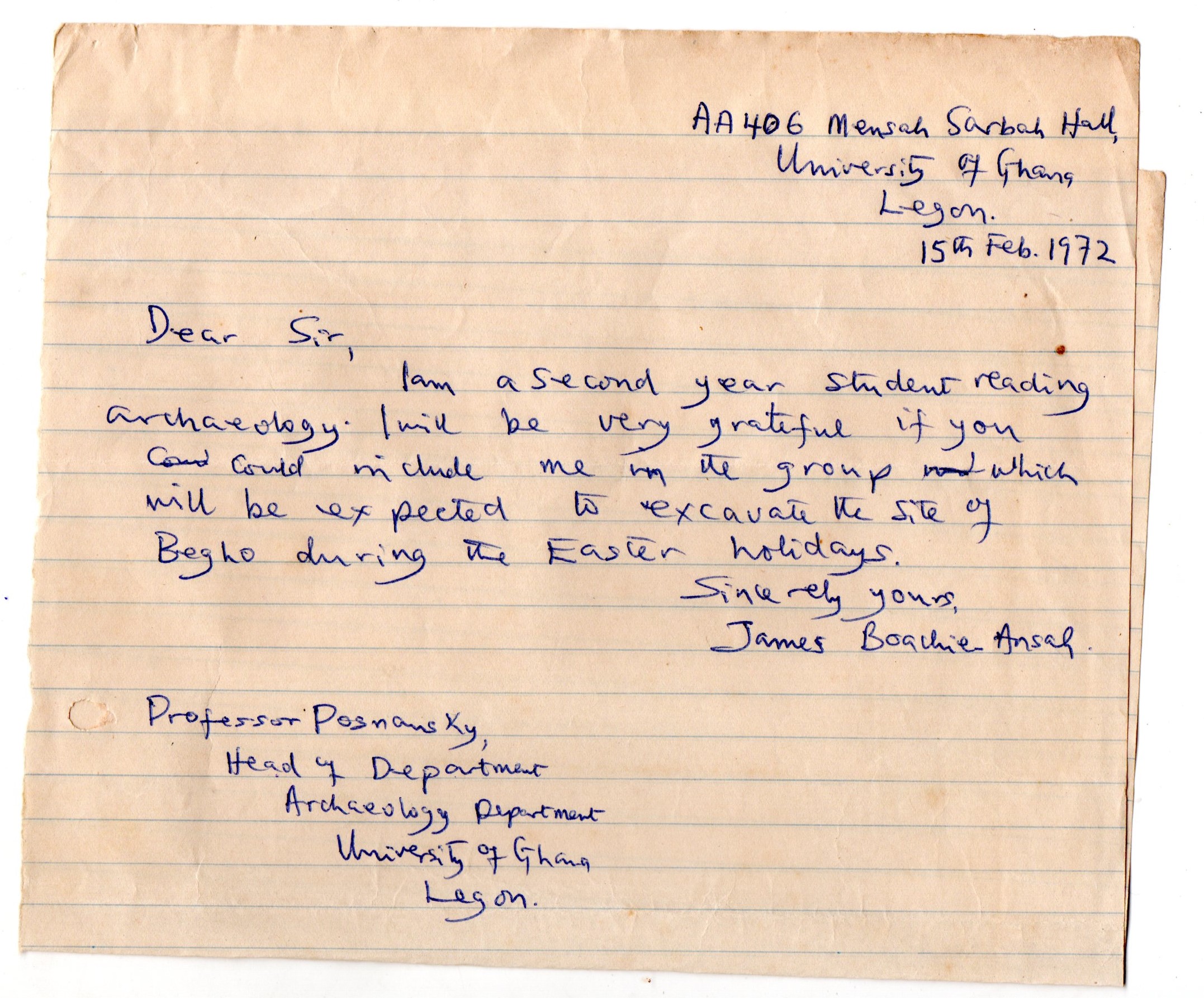 Letter of Correspondence