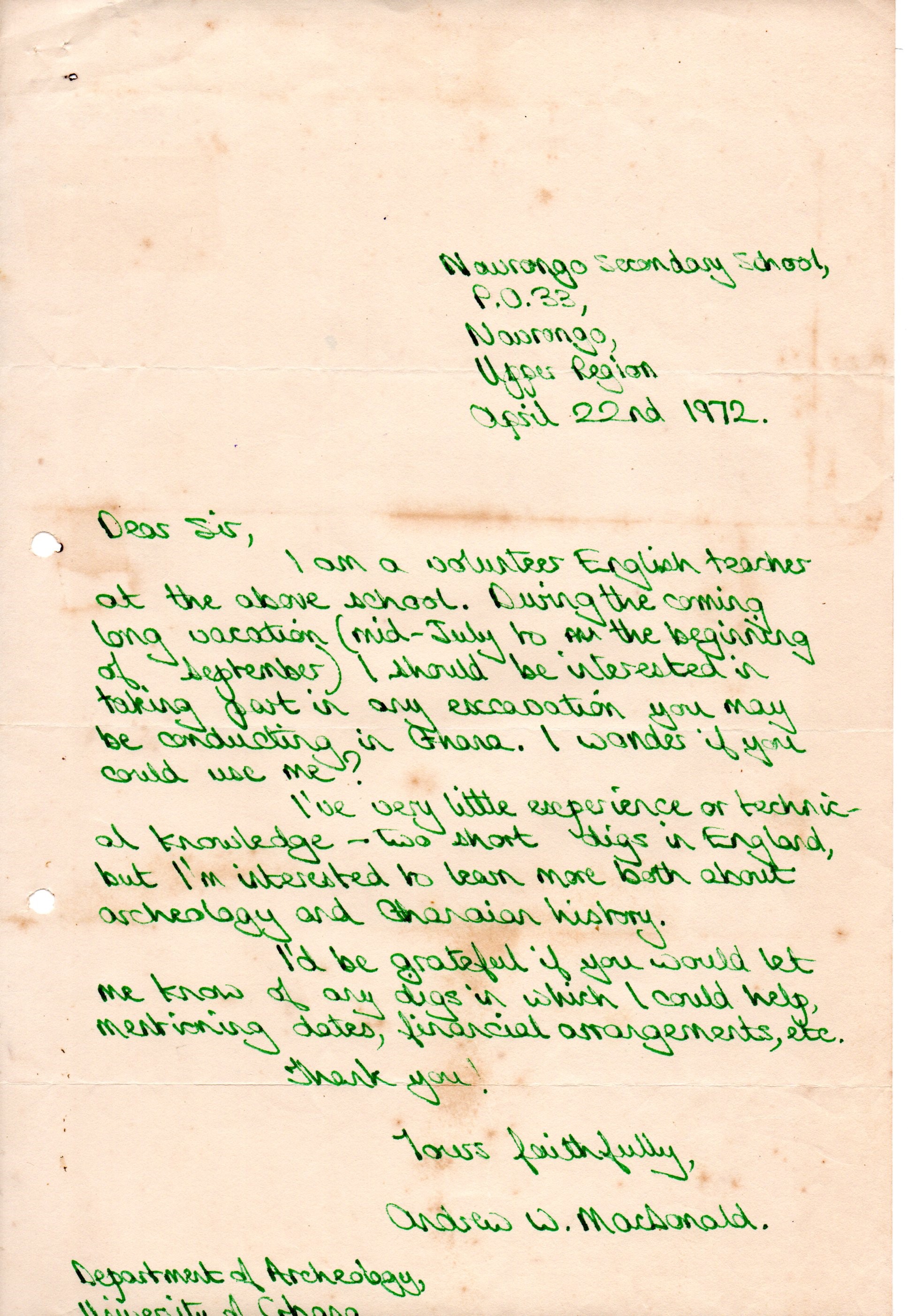Letter of Correspondence