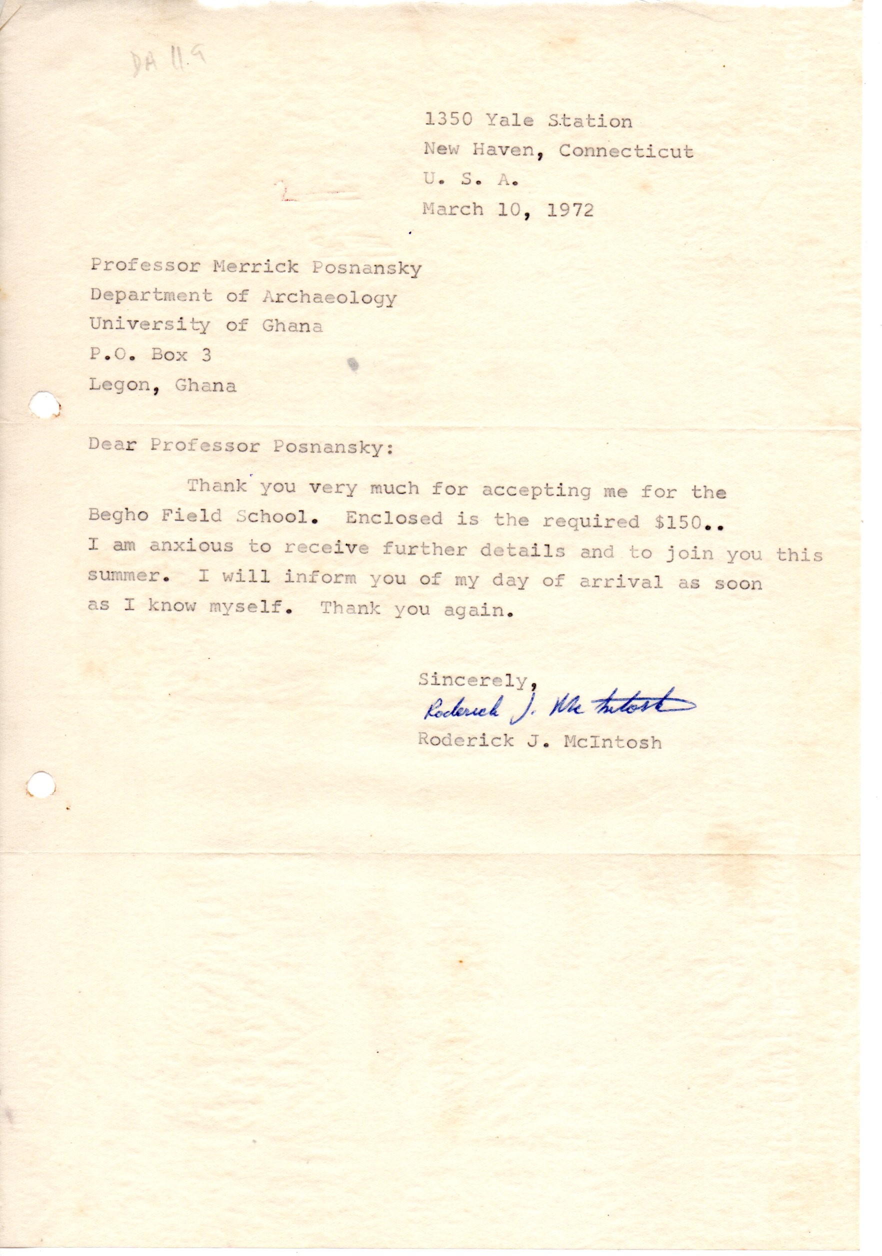 Letter of Correspondence