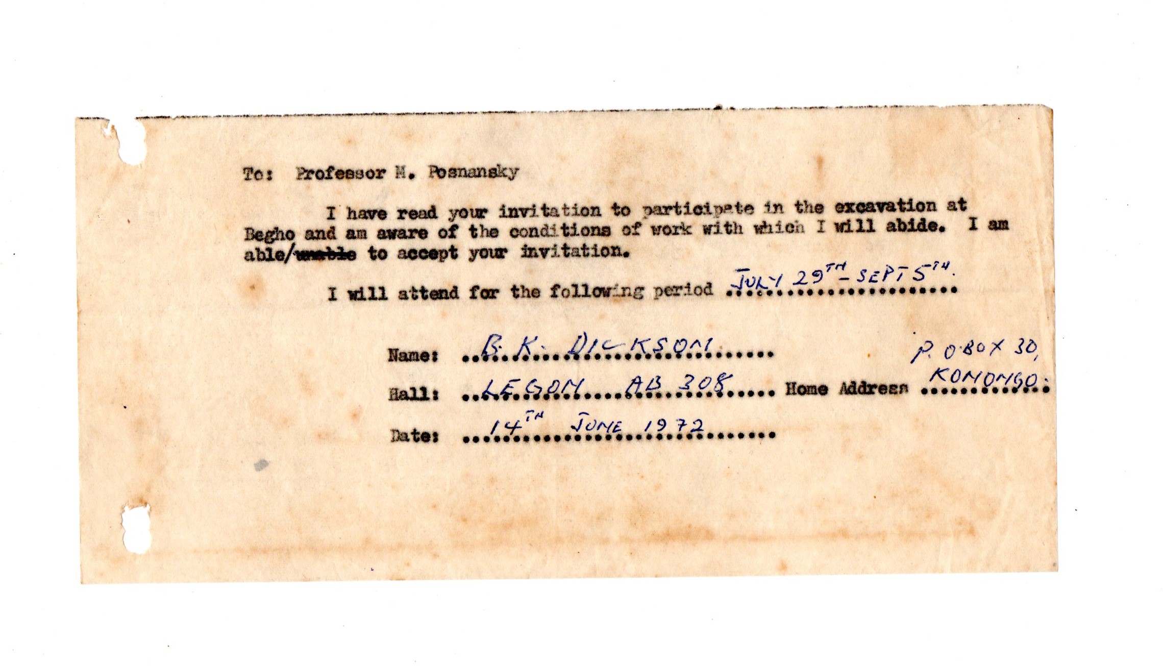 Letter of Correspondence