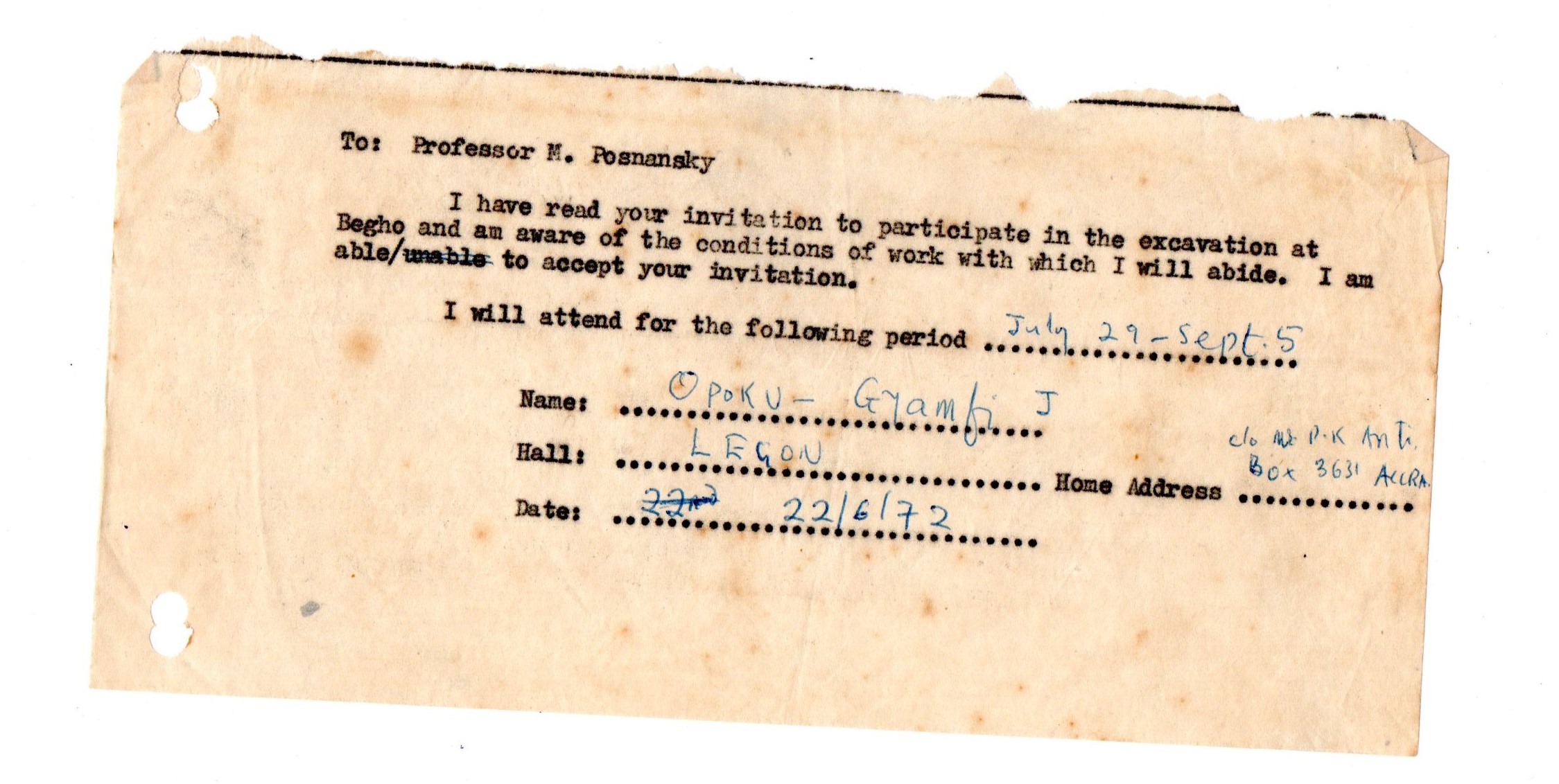 Letter of Correspondence